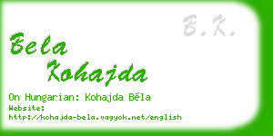 bela kohajda business card